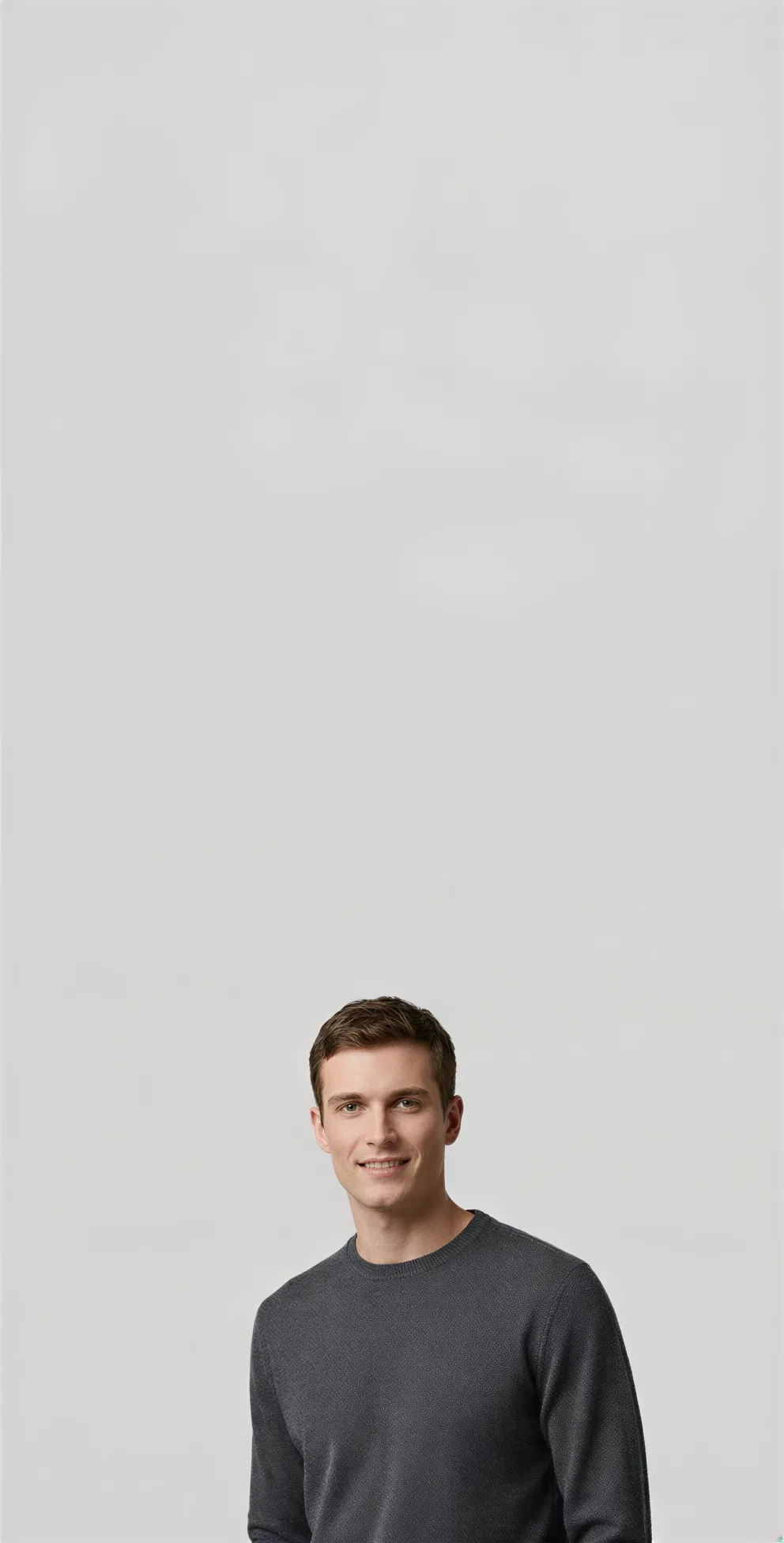 Mobile-optimized fashion hero image highlighting realistic model styling and refined apparel presentation.